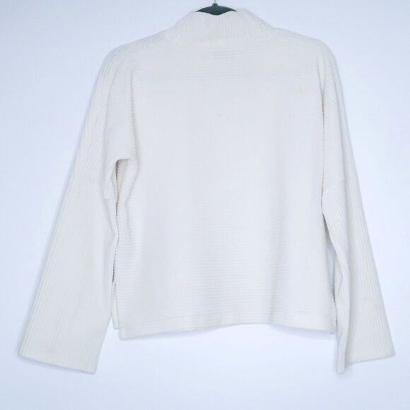 Madewell Texture & Thread Womens Mockneck Sweater Size Small White Velour Ribbed - Picture 3 of 9